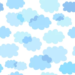 Tuinposter Seamless pattern with cute clouds. Childrens shiny background. Endless texture can be used for wallpaper, pattern fills, web page background, surface texture. © Marina