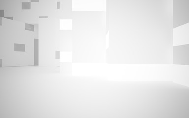 White Abstract architectural background whith gray lines . 3D illustration and rendering