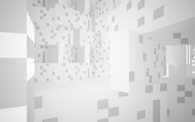 White Abstract architectural background whith gray lines . 3D illustration and rendering