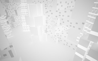 White Abstract architectural background whith gray lines . 3D illustration and rendering