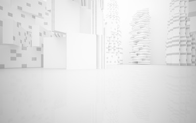White Abstract architectural background whith gray lines . 3D illustration and rendering