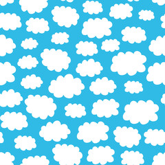Seamless pattern with cute clouds. Childrens shiny background. Endless texture can be used for wallpaper, pattern fills, web page background, surface texture.