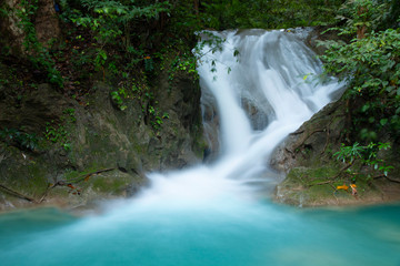 Beautiful waterfall - Erawan waterfall at Erawan National Park in Kanchanaburi, Thailand.