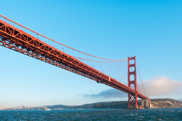 Fototapeta premium Golden Gate Bridge seen from the ocean. San Francisco, California, USA