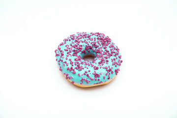 blue donut with sprinkles isolated on white background