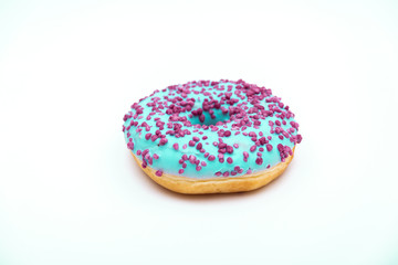 blue donut with sprinkles isolated on white background