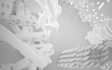 White smooth abstract architectural background whith gray lines . 3D illustration and rendering