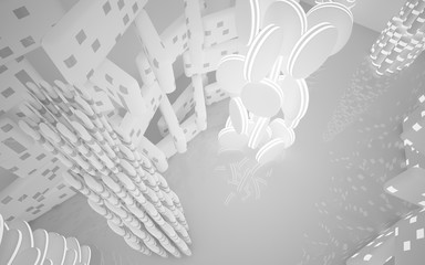 White smooth abstract architectural background whith gray lines . 3D illustration and rendering