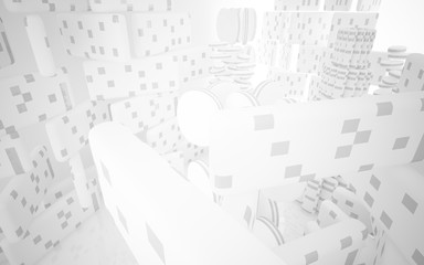 White smooth abstract architectural background whith gray lines . 3D illustration and rendering