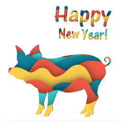Greeting card with a new year pig