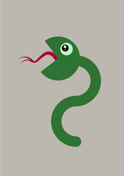 Cartoon snake symbol with S shape. Vector illustration