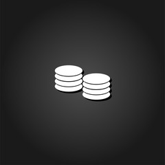 Penny icon flat. Simple White pictogram on black background with shadow. Vector illustration symbol
