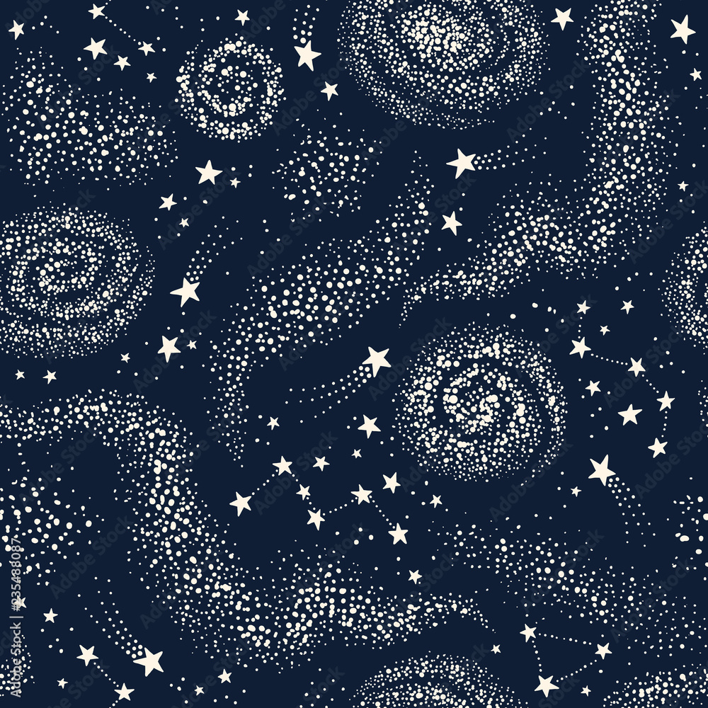 Canvas Prints galaxy seamless pattern with nebula, constellations and stars