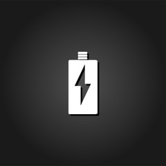Battery Charging icon flat. Simple White pictogram on black background with shadow. Vector illustration symbol
