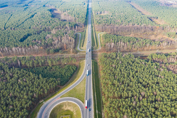 route and railroad tracks - view from above
