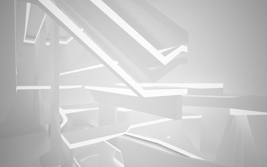 Fototapeta premium Abstract white interior highlights future. Architectural background. 3D illustration and rendering