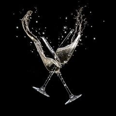 Glasses of champagne, celebration theme.