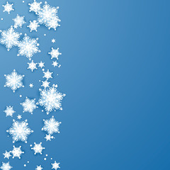 Fototapeta na wymiar Origami snowflakes border. Christmas and New Year holiday decoration element. Vector illustration isolated on blue background