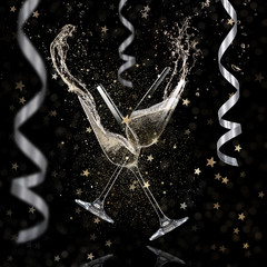 Glasses of champagne, celebration theme.