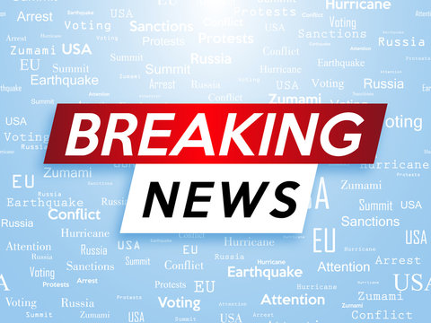 Background screen saver on breaking news. Breaking news live on blue background. Vector illustration.