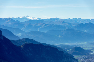 alps mountain range and a city in the valley