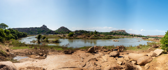 Polluted banks of the tungabhadra river - 235490413