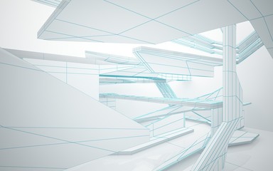 Obraz premium Abstract white interior highlights future. Polygon colored drawing. Architectural background. 3D illustration and rendering