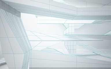 Obraz premium Abstract white interior highlights future. Polygon colored drawing. Architectural background. 3D illustration and rendering