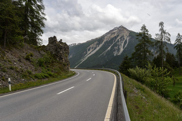 A road in Swiss mountains, Canton of Graubunden