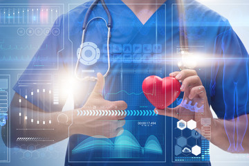 Young doctor cardiologist in telehealth concept