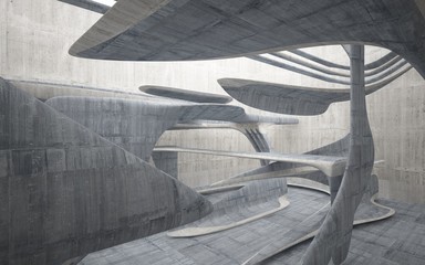 Empty dark abstract concrete smooth interior . Architectural background. 3D illustration and rendering
