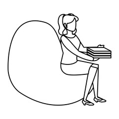 young woman sitting in the sofa