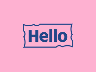 Hello quote message in blue rectangular frame