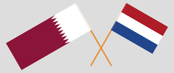 Netherlands and Qatar. The Netherlandish and Qatari flags. Official proportion. Correct colors. Vector