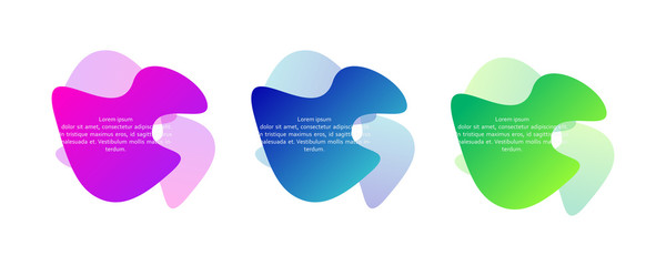 Set of abstract wavy liquid shapes. Fluid gradient design concept. Can be used for logo, business report, social post. Vector illustration.