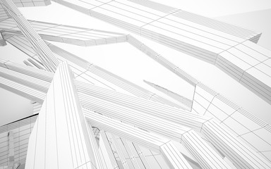 Obraz premium Abstract white interior highlights future. Polygon drawing. Architectural background. 3D illustration and rendering