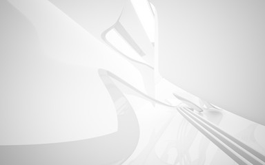 Abstract smooth white interior of the future. Architectural background. 3D illustration and rendering 