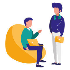 young men in the sofa