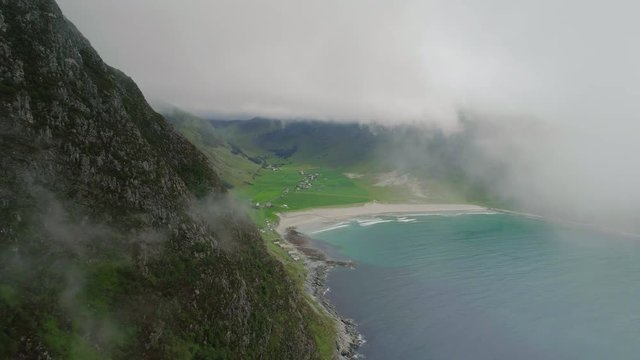 Hoddevik Lanscape and Beach Behind the Clouds