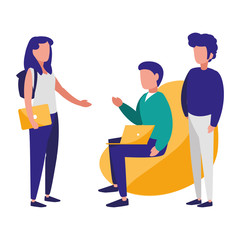 young business people in the sofa