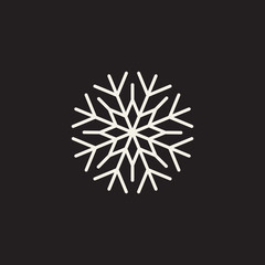 White snowflake icon, snow pictogram, winter symbol