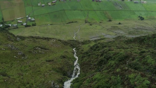 Aerial View of the Mountain Stream in Hoddevik