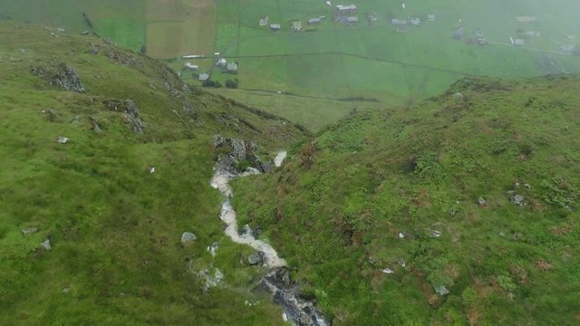 Aerial View of the Hoddevik Stream in the Valley