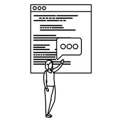 young woman working with template