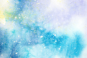 Abstract watercolor hand painted illustration. Colorful blots texture background