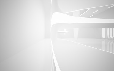 Abstract smooth white interior of the future. Architectural background. 3D illustration and rendering 