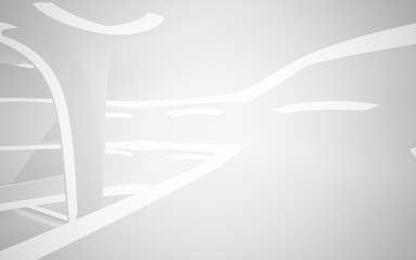 Abstract smooth white interior of the future. Architectural background. 3D illustration and rendering 