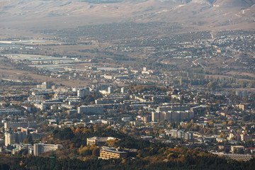 Aerial view of the city of Kislovodsk, Russia, in autumn