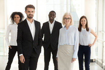 Diverse professional business team people portrait, smiling multiracial employees, company staff...