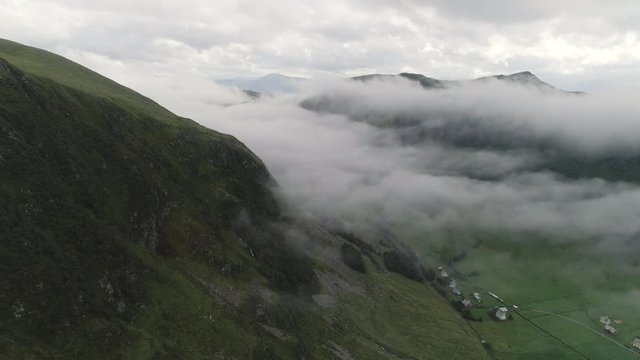 Panoramic View of the Mountains Covered in Clouds, Hoddevik